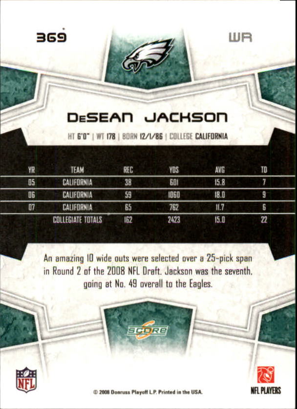 B4038- 2008 Score Football Cards 251-440 +Rookies -You Pick- 15+ FREE US SHIP - Picture 219 of 357