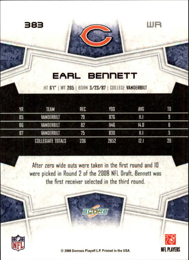 B4038- 2008 Score Football Cards 251-440 +Rookies -You Pick- 15+ FREE US SHIP - Picture 247 of 357