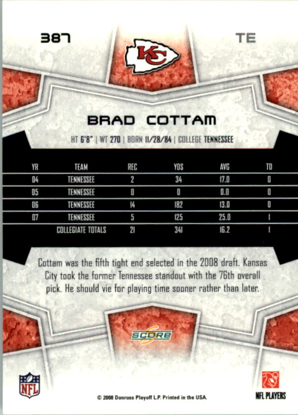 B4038- 2008 Score Football Cards 251-440 +Rookies -You Pick- 15+ FREE US SHIP - Picture 255 of 357