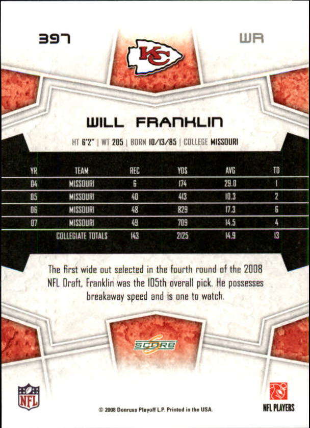 B4038- 2008 Score Football Cards 251-440 +Rookies -You Pick- 15+ FREE US SHIP - Picture 273 of 357