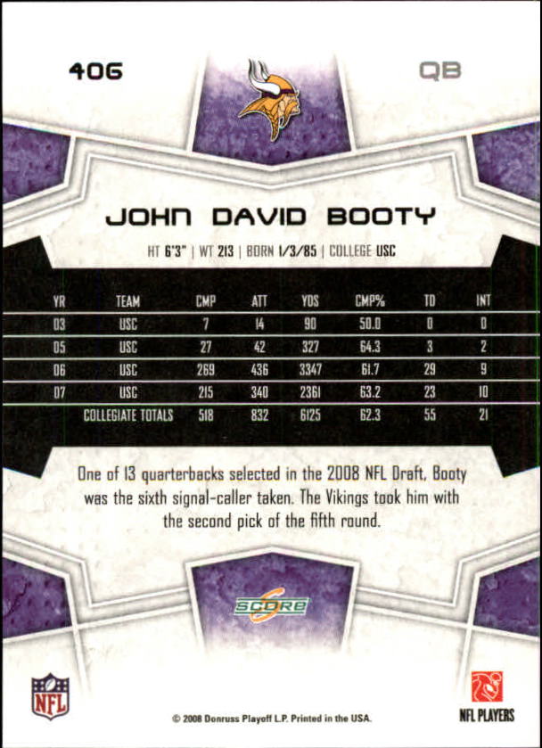 B4038- 2008 Score Football Cards 251-440 +Rookies -You Pick- 15+ FREE US SHIP - Picture 291 of 357