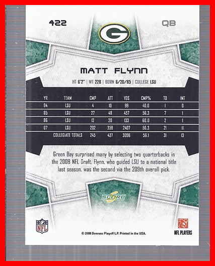 B4038- 2008 Score Football Cards 251-440 +Rookies -You Pick- 15+ FREE US SHIP - Picture 323 of 357