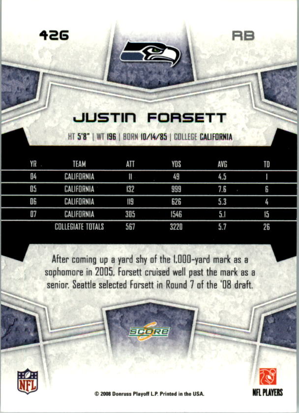 B4038- 2008 Score Football Cards 251-440 +Rookies -You Pick- 15+ FREE US SHIP - Picture 329 of 357