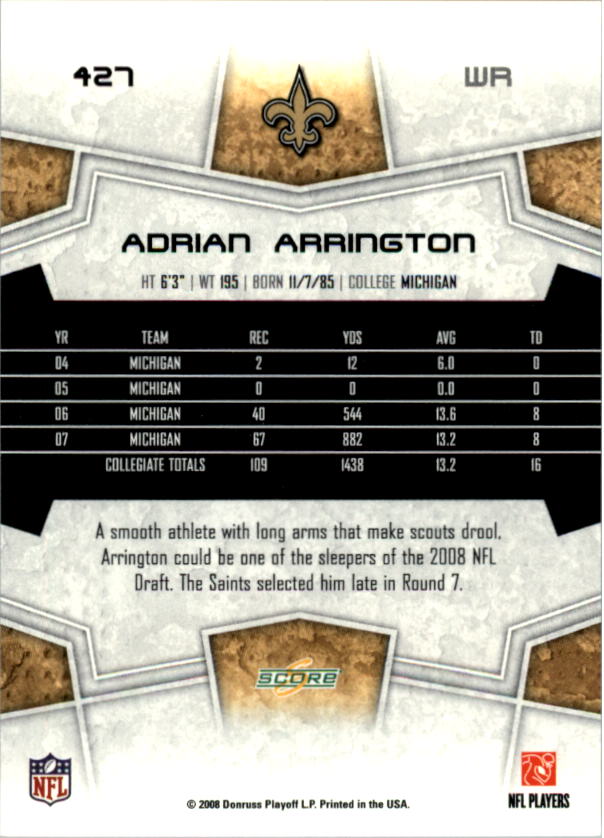 B4038- 2008 Score Football Cards 251-440 +Rookies -You Pick- 15+ FREE US SHIP - Picture 331 of 357