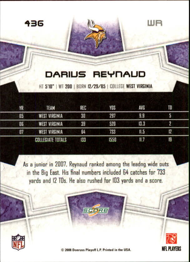 B4038- 2008 Score Football Cards 251-440 +Rookies -You Pick- 15+ FREE US SHIP - Picture 349 of 357