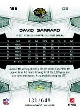 2008 Score Scorecard #138 David Garrard back image