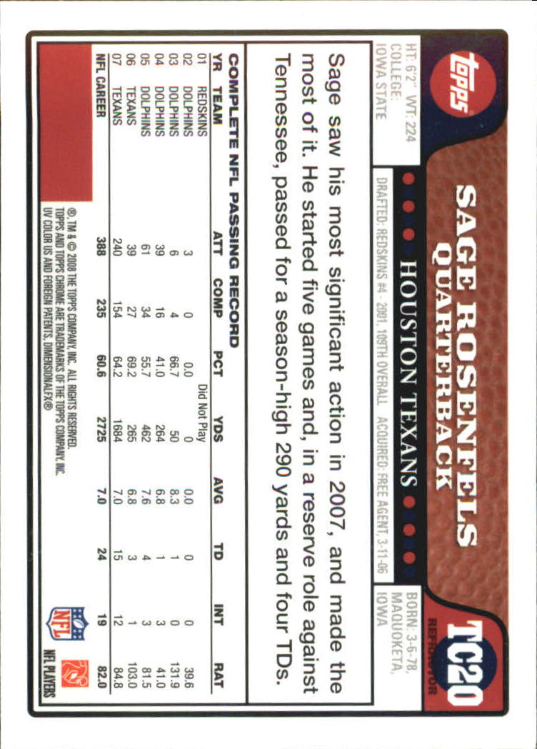2008 Topps Chrome Football Refractors Singles - You Choose - Bild 20 von 301