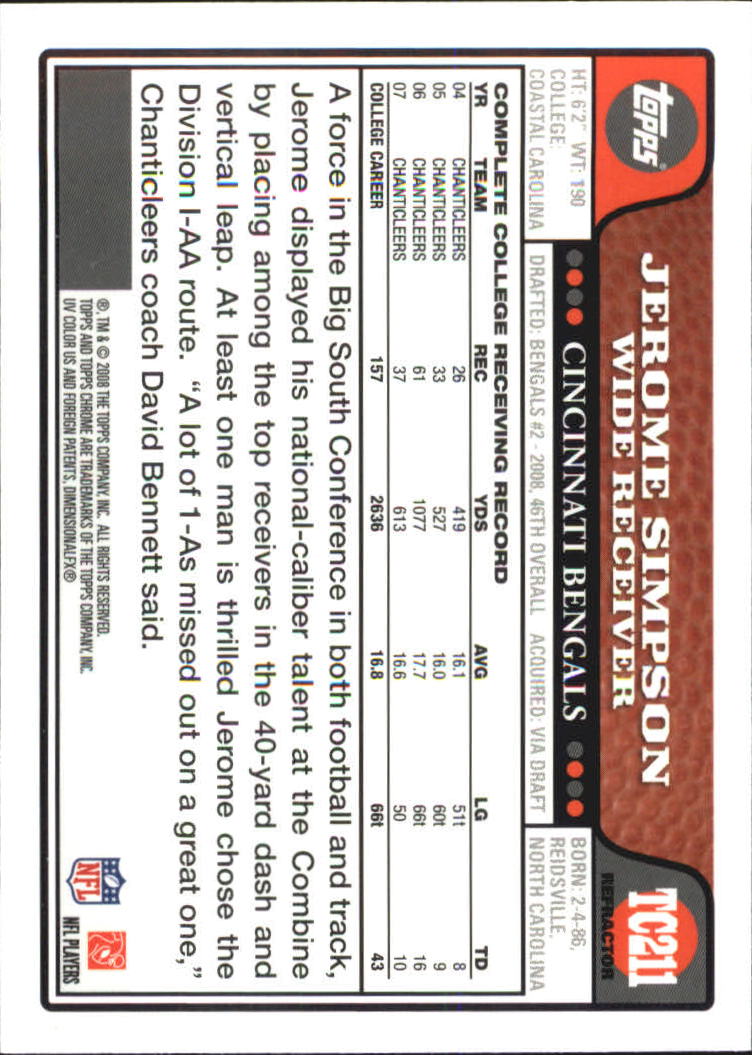 2008 Topps Chrome Football Refractors Singles - You Choose - Bild 199 von 301
