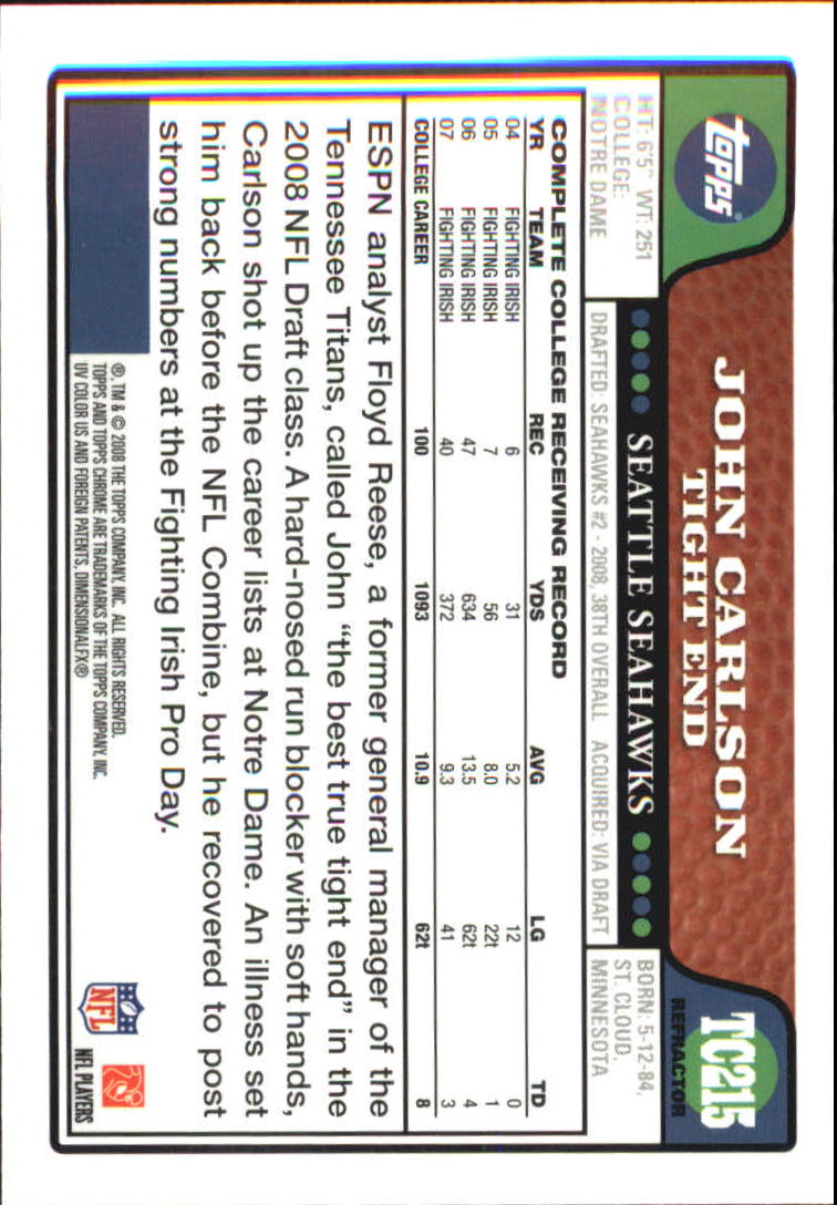 2008 Topps Chrome Football Refractors Singles - You Choose - Bild 207 von 301