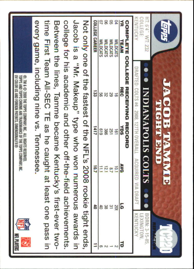 2008 Topps Chrome Football Refractors Singles - You Choose - Bild 211 von 301