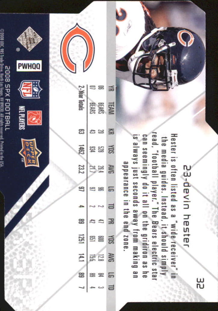 2008 SPx #32 Devin Hester back image