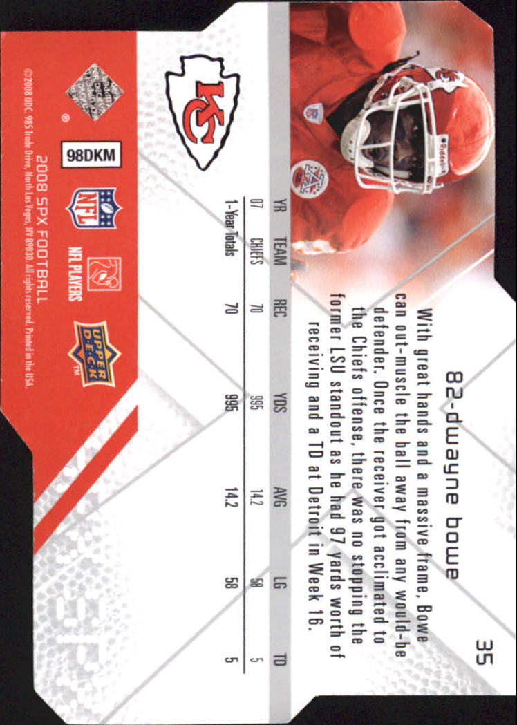 2008 SPx #35 Dwayne Bowe back image