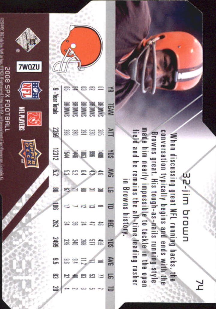 2008 SPx #74 Jim Brown back image