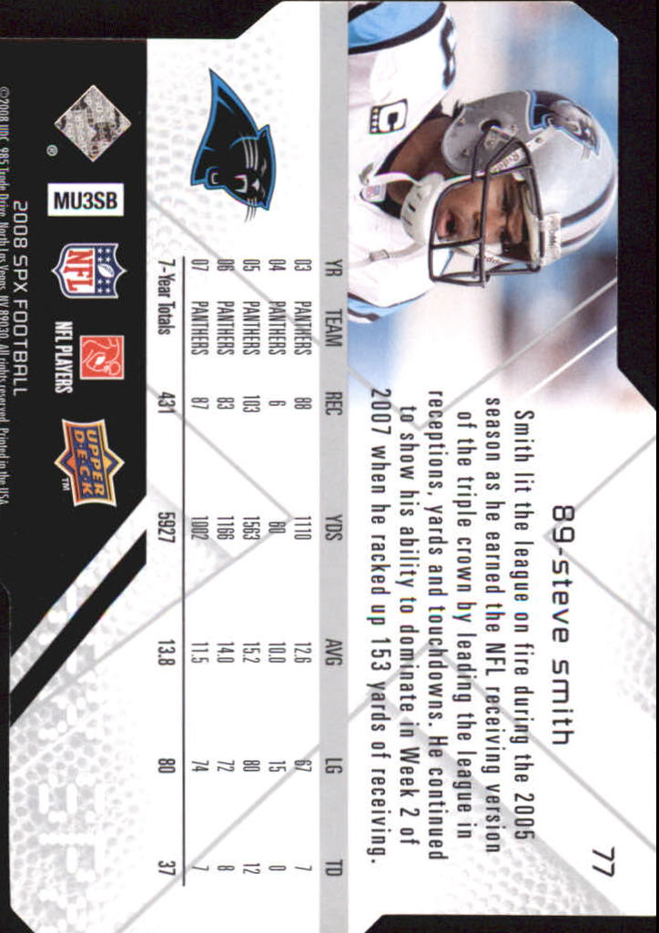 2008 SPx #77 Steve Smith back image