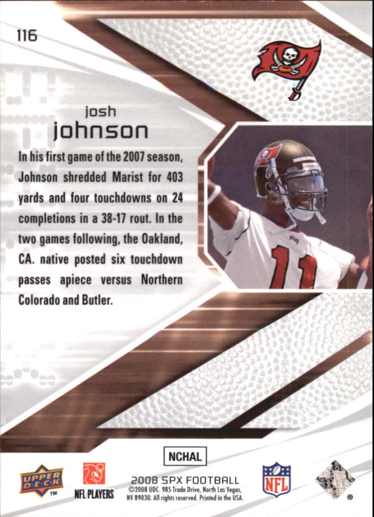 2008 SPx #116 Josh Johnson RC back image