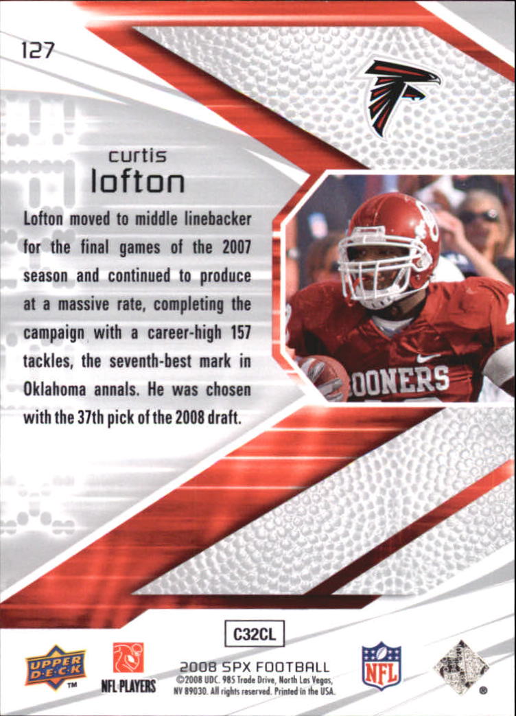 2008 SPx #127 Curtis Lofton RC back image