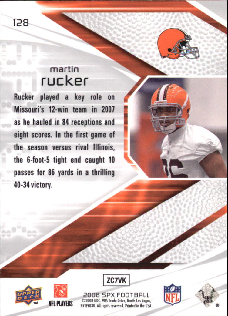 2008 SPx #128 Martin Rucker RC back image