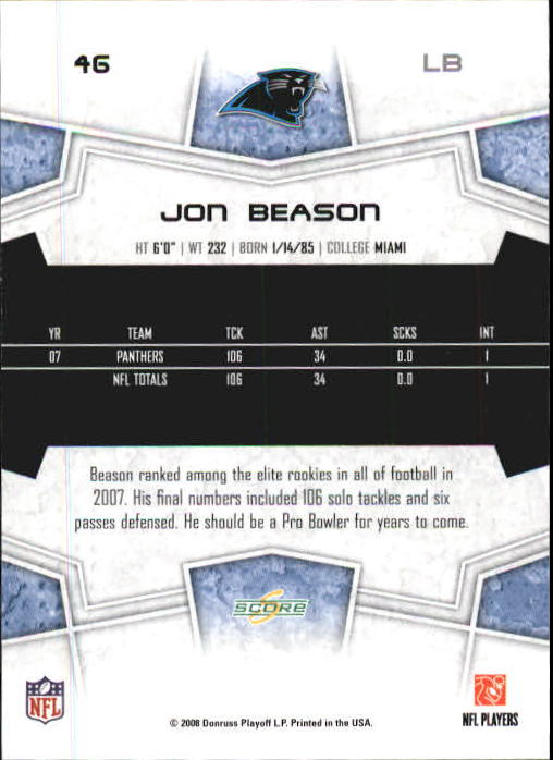 B0089- 2008 Select Football Card #s 1-250 +Rookies -You Pick- 15+ FREE US SHIP - Picture 89 of 449