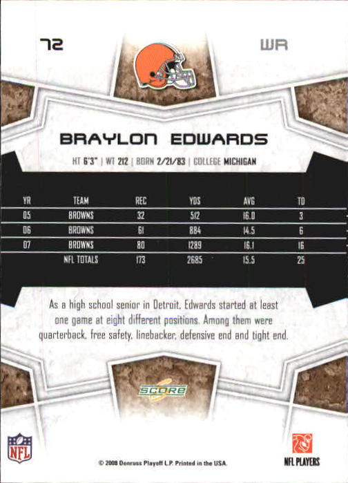 B0089- 2008 Select Football Card #s 1-250 +Rookies -You Pick- 15+ FREE US SHIP - Picture 139 of 449