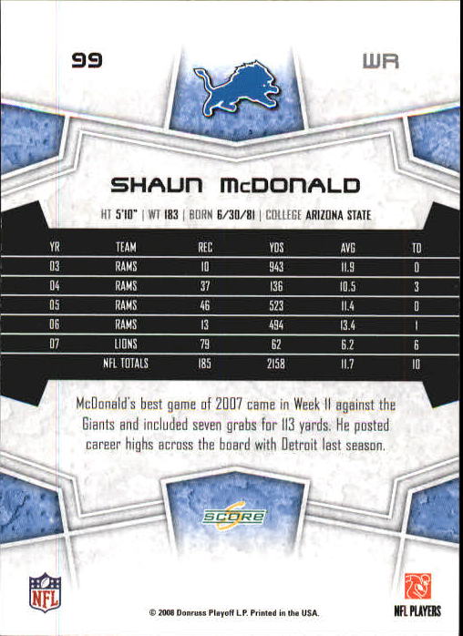 B0089- 2008 Select Football Card #s 1-250 +Rookies -You Pick- 15+ FREE US SHIP - Picture 179 of 449
