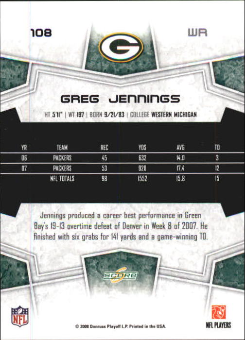 B0089- 2008 Select Football Card #s 1-250 +Rookies -You Pick- 15+ FREE US SHIP - Picture 195 of 449