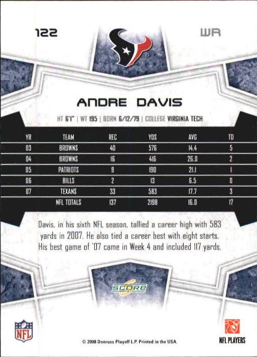 B0089- 2008 Select Football Card #s 1-250 +Rookies -You Pick- 15+ FREE US SHIP - Picture 223 of 449