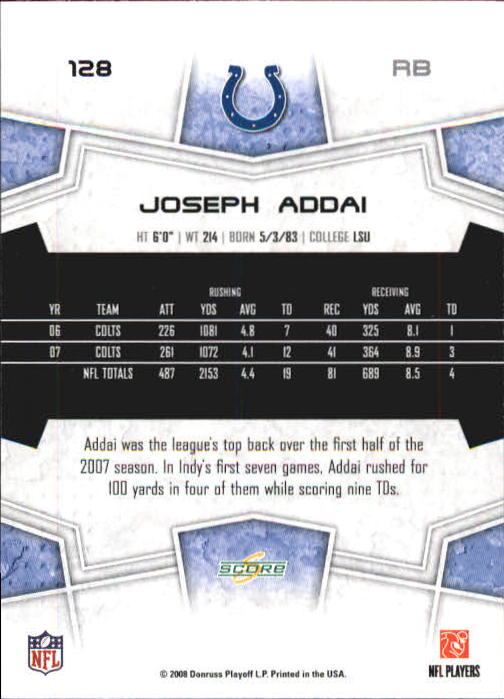 B0089- 2008 Select Football Card #s 1-250 +Rookies -You Pick- 15+ FREE US SHIP - Picture 233 of 449