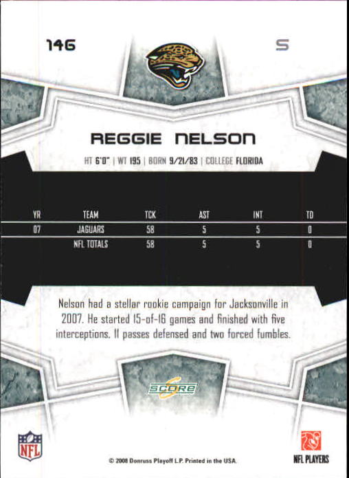 2008 Select #146 Reggie Nelson back image