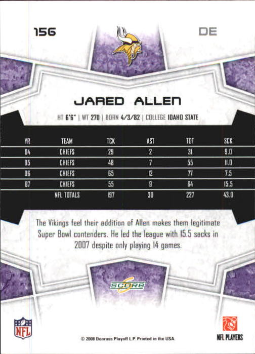 B0089- 2008 Select Football Card #s 1-250 +Rookies -You Pick- 15+ FREE US SHIP - Picture 289 of 449
