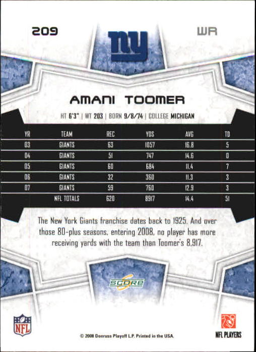 B0089- 2008 Select Football Card #s 1-250 +Rookies -You Pick- 15+ FREE US SHIP - Picture 381 of 449