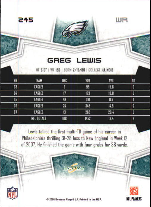 B0089- 2008 Select Football Card #s 1-250 +Rookies -You Pick- 15+ FREE US SHIP - Picture 445 of 449