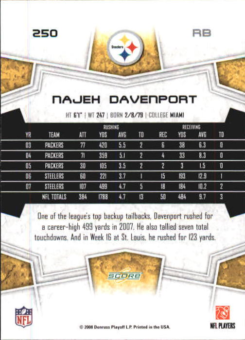 B0089- 2008 Select Football Card #s 1-250 +Rookies -You Pick- 15+ FREE US SHIP - Picture 449 of 449