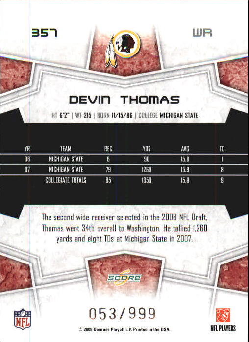 B0089- 2008 Select Football Cards 251-440 +Rookies -You Pick- 15+ FREE US SHIP - Picture 167 of 223
