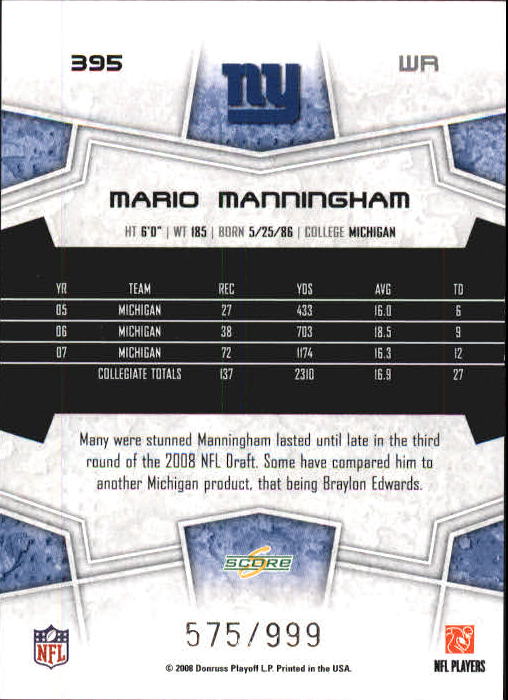 B0089- 2008 Select Football Cards 251-440 +Rookies -You Pick- 15+ FREE US SHIP - Picture 189 of 223