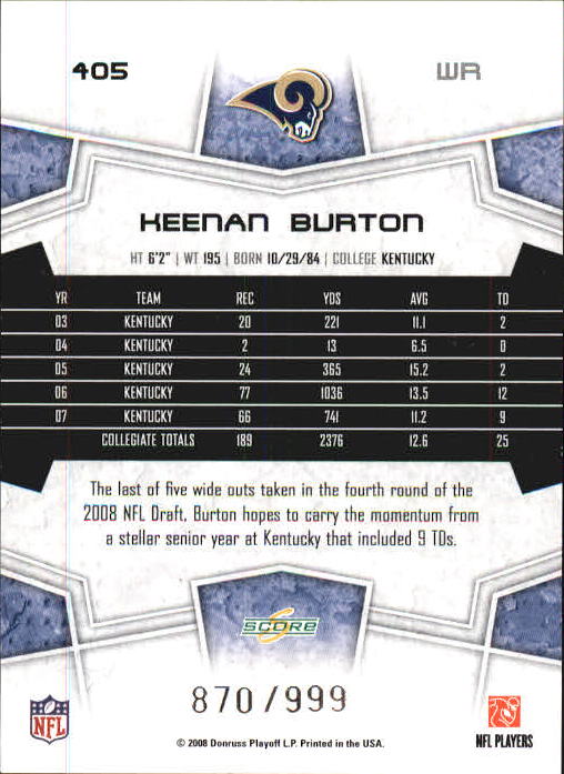 B0089- 2008 Select Football Cards 251-440 +Rookies -You Pick- 15+ FREE US SHIP - Picture 201 of 223