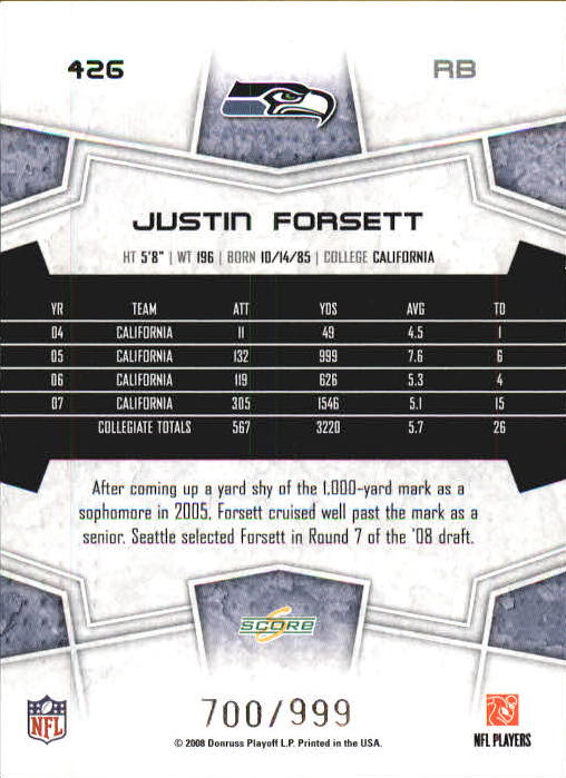 B0089- 2008 Select Football Cards 251-440 +Rookies -You Pick- 15+ FREE US SHIP - Picture 215 of 223