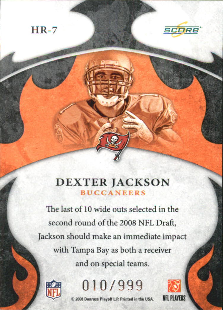 2008 Select Hot Rookies #7 Dexter Jackson back image