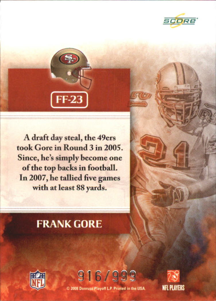 2008 Select Future Franchise #23 Frank Gore back image
