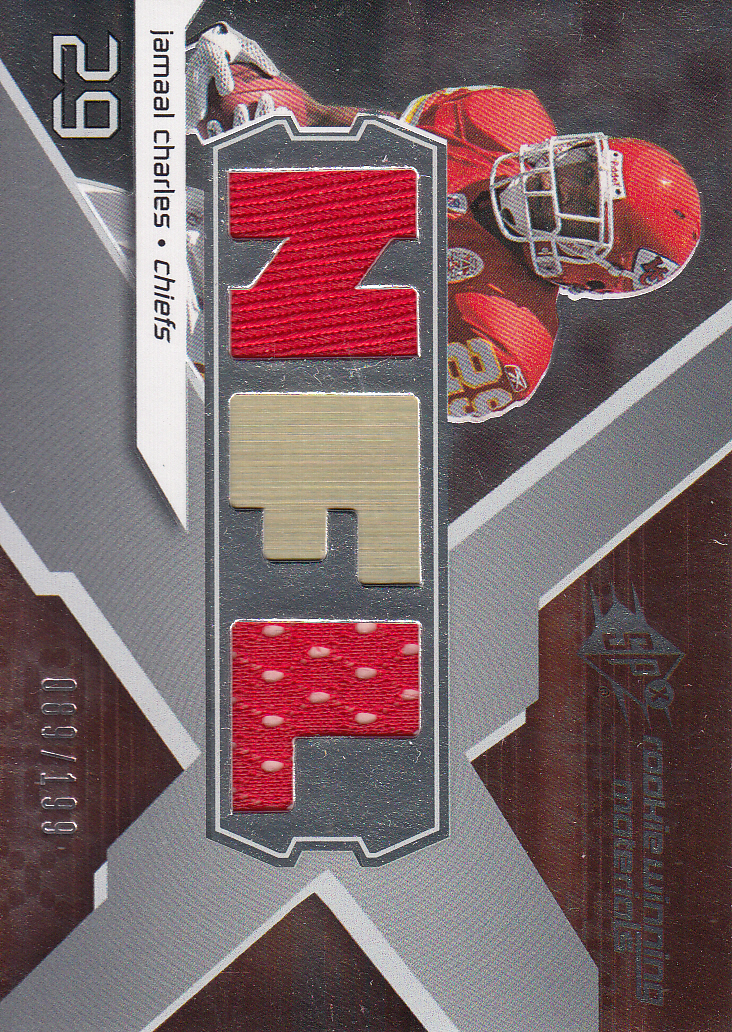 2008 SPx Rookie Materials NFL Letters Dual 199 #RMJC Jamaal Charles