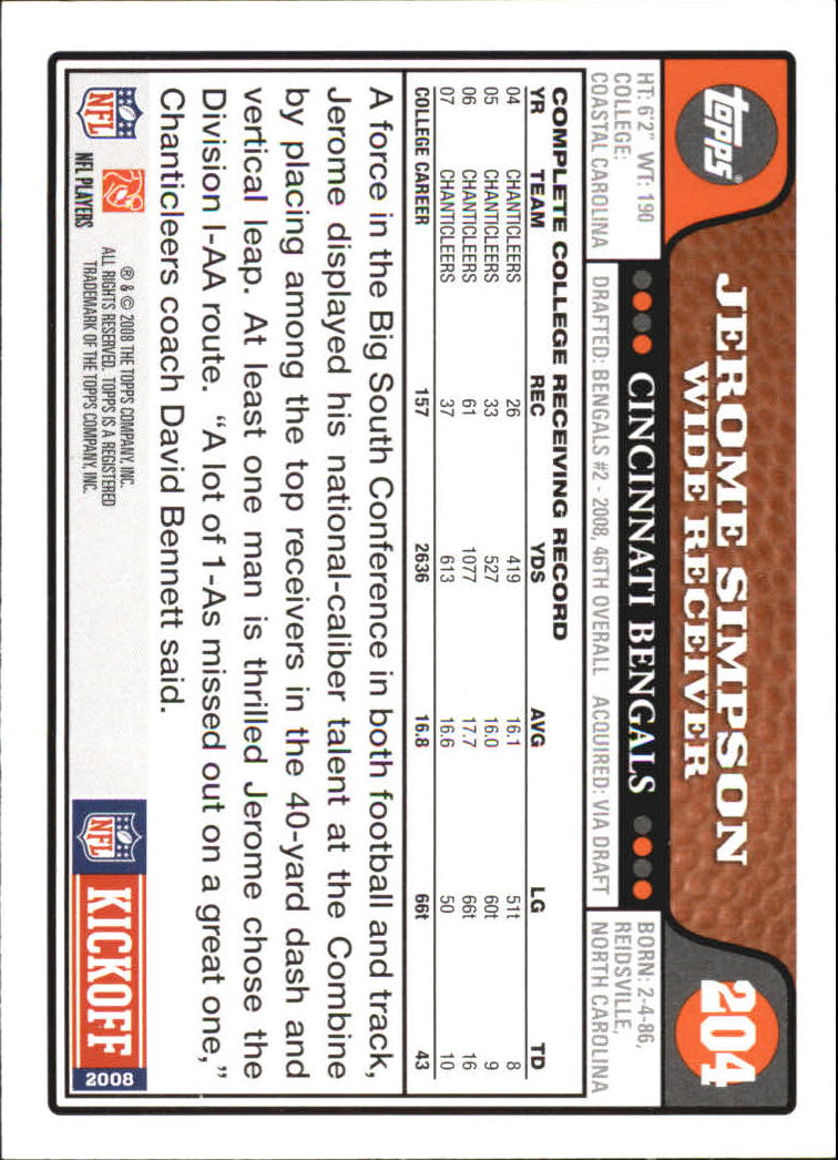 A4549- 2008 Topps Kick-Off Fb Karten 1-220 + Einsätze -du Pick- 15 + Kostenlose - Bild 231 von 379