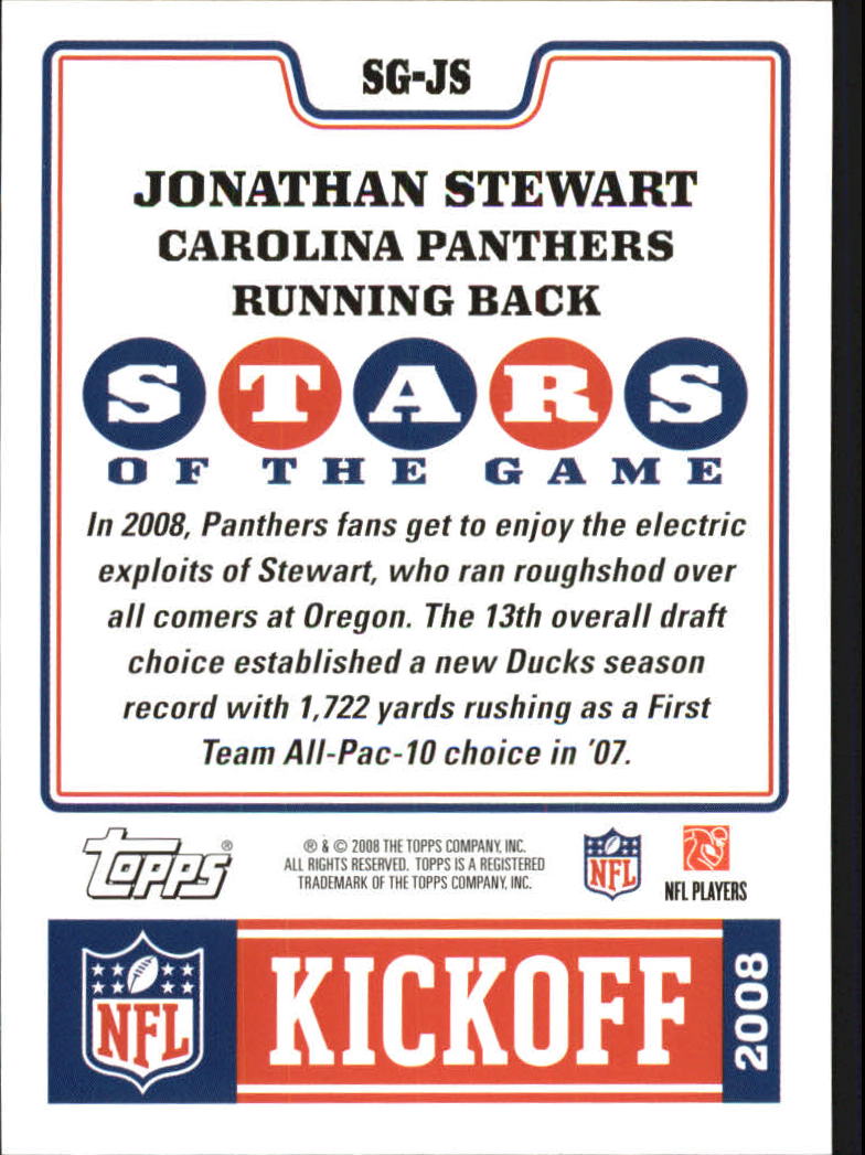 2008 Topps Kickoff Stars of the Game #SGJS Jonathan Stewart back image