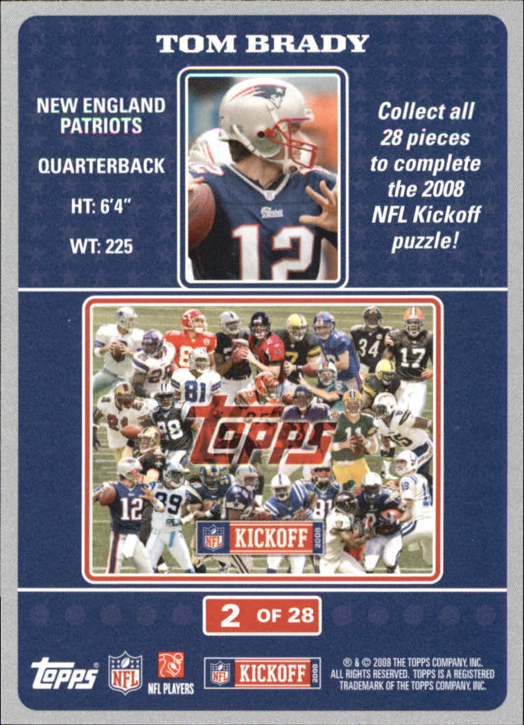 2008 Topps Kickoff Puzzle #2 Tom Brady back image