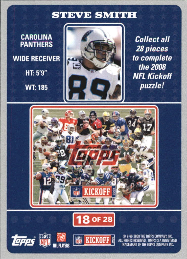 2008 Topps Kickoff Puzzle #18 Steve Smith back image