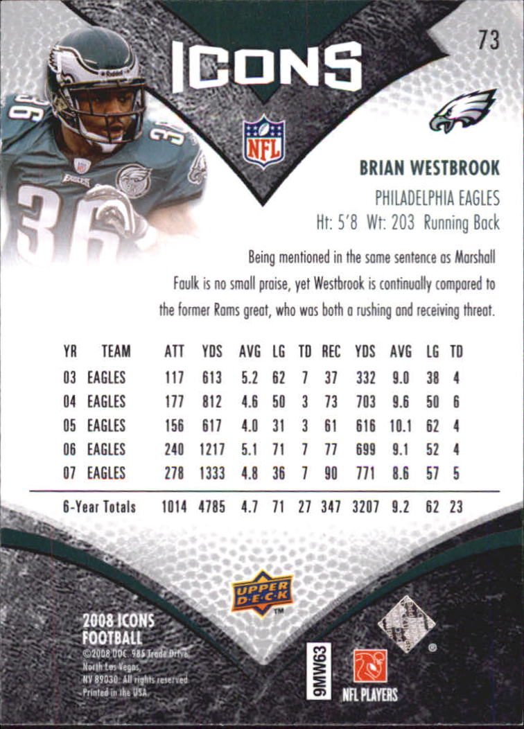 2008 Upper Deck Icons #73 Brian Westbrook back image