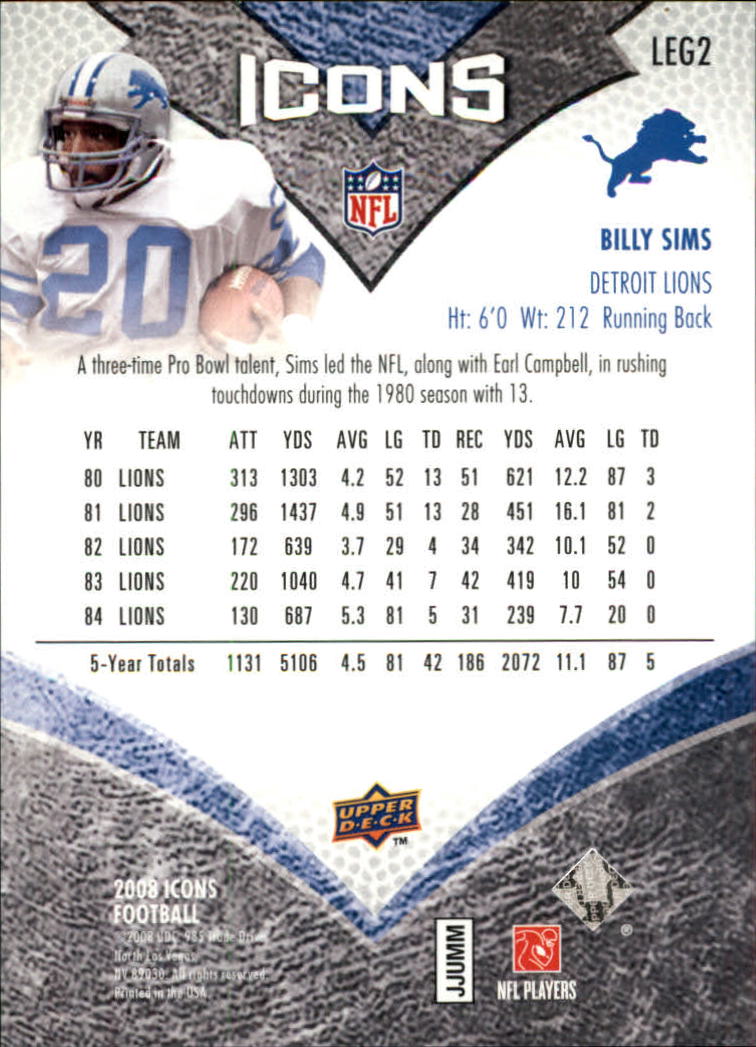 2008 Icons (Upper Deck) Football "Insert and Insert Parallel" Cards - Picture 95 of 121