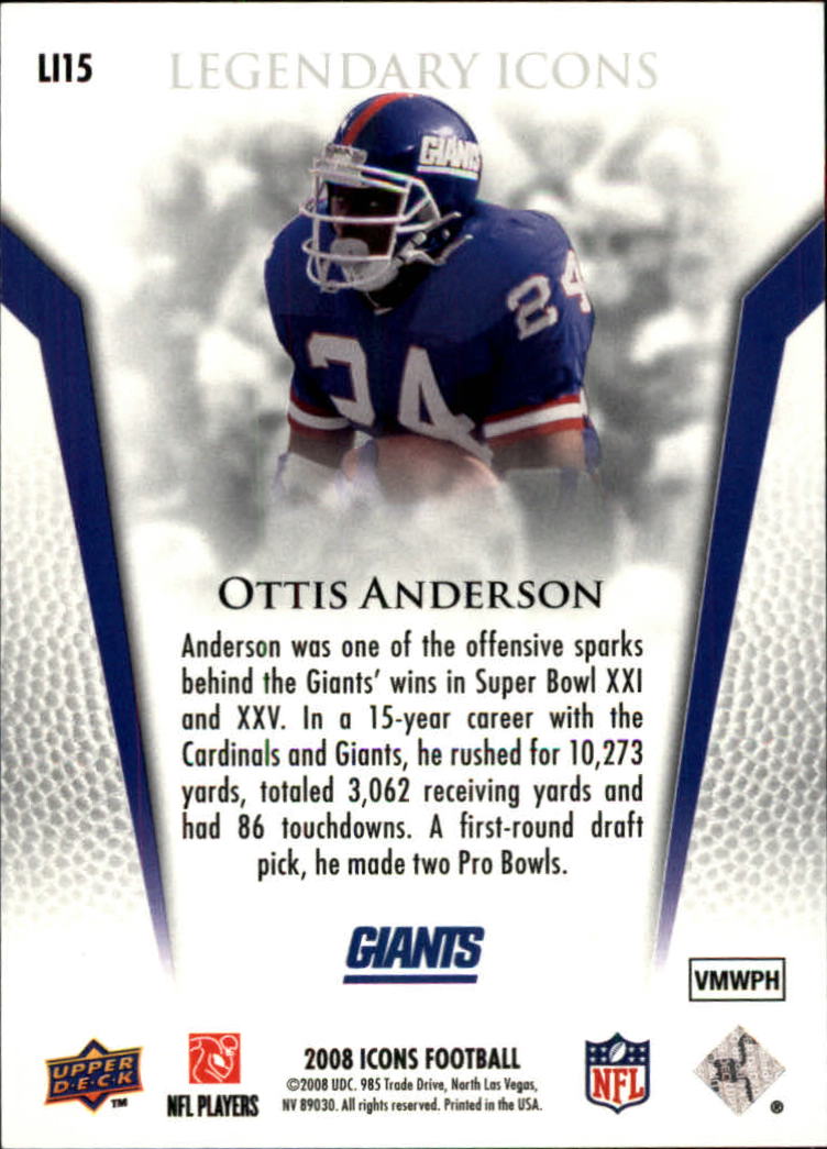2008 Icons (Upper Deck) Football "Insert and Insert Parallel" Cards - Picture 47 of 121