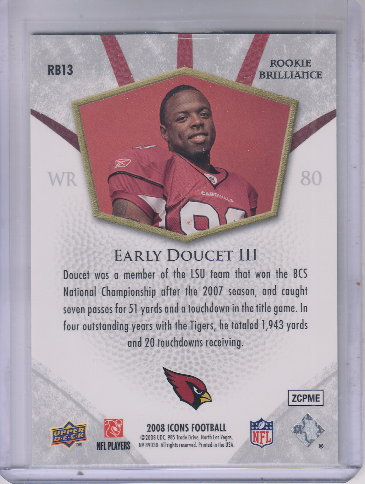 2008 Icons (Upper Deck) Football "Insert and Insert Parallel" Cards - Picture 111 of 121