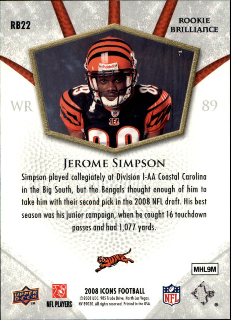 2008 Icons (Upper Deck) Football "Insert and Insert Parallel" Cards - Picture 115 of 121
