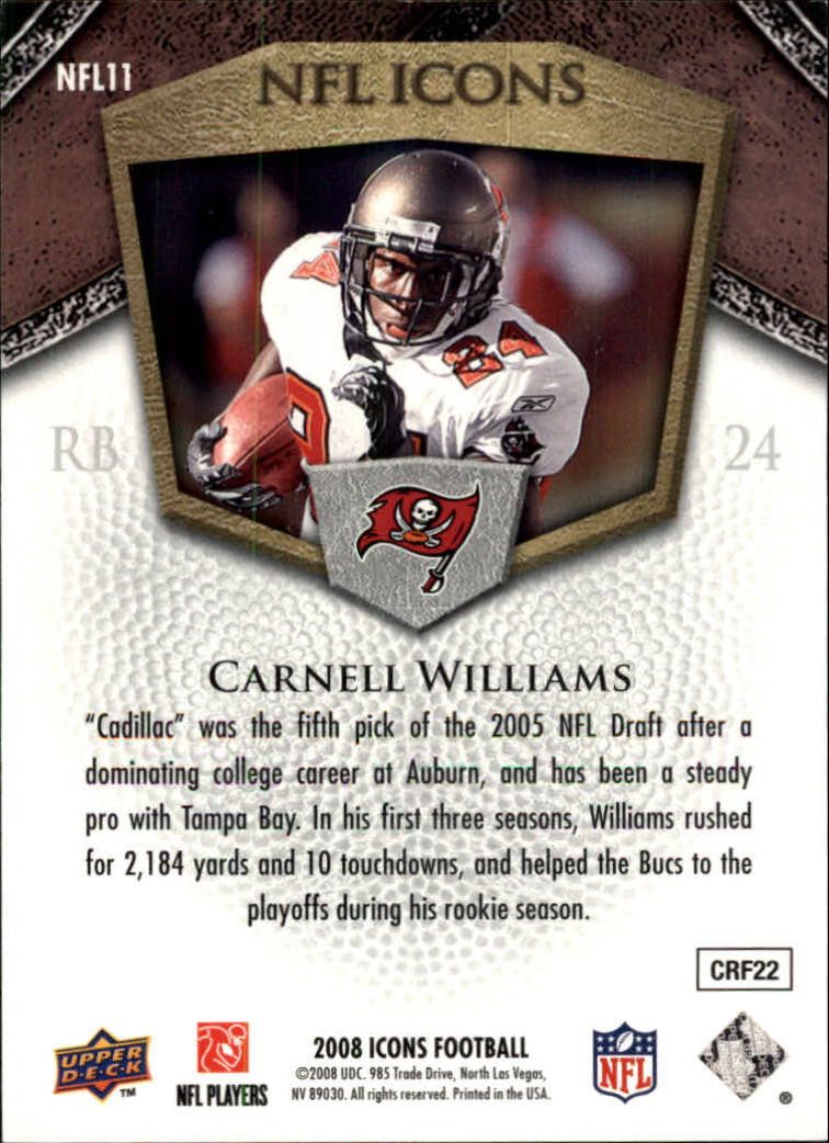 2008 Upper Deck Icons NFL Icons Silver #NFL11 Cadillac Williams back image