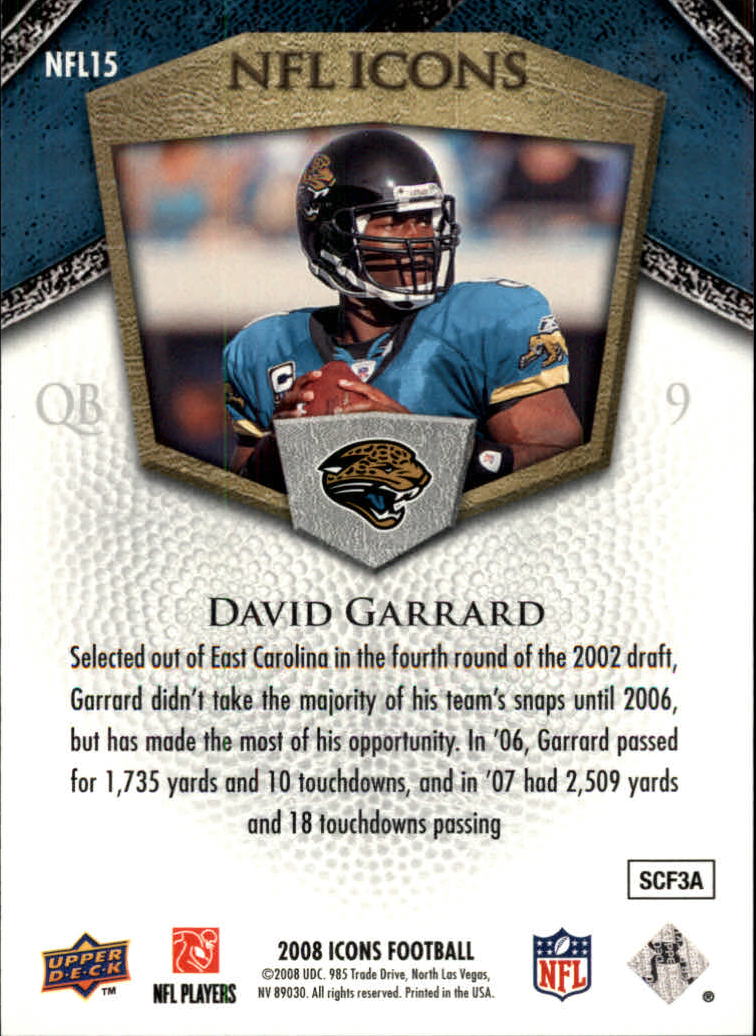 2008 Upper Deck Icons NFL Icons Silver #NFL15 David Garrard back image